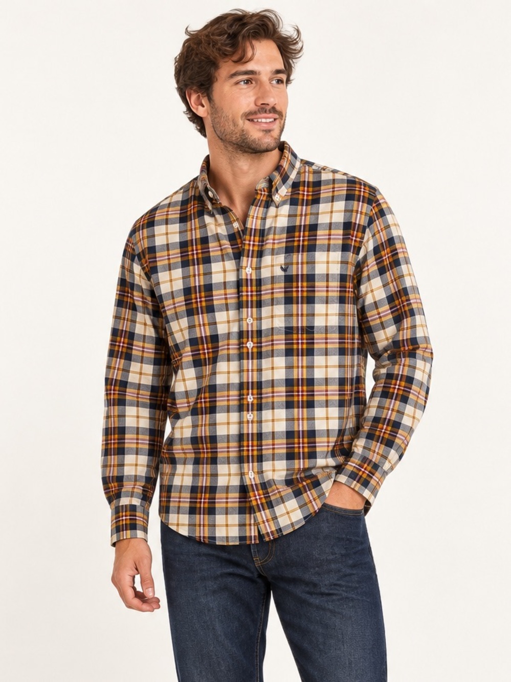 American Eagle Men’s XL Athletic Fit Multicolor Plaid Long Sleeve Button Down